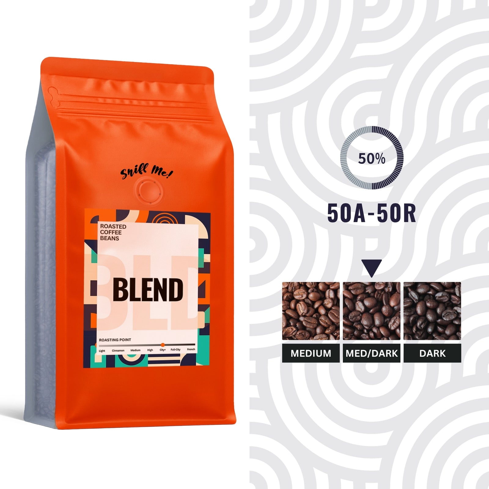 One 1kg bag of fifty-fifty Arabica and Robusta blend used to plan coffee volume